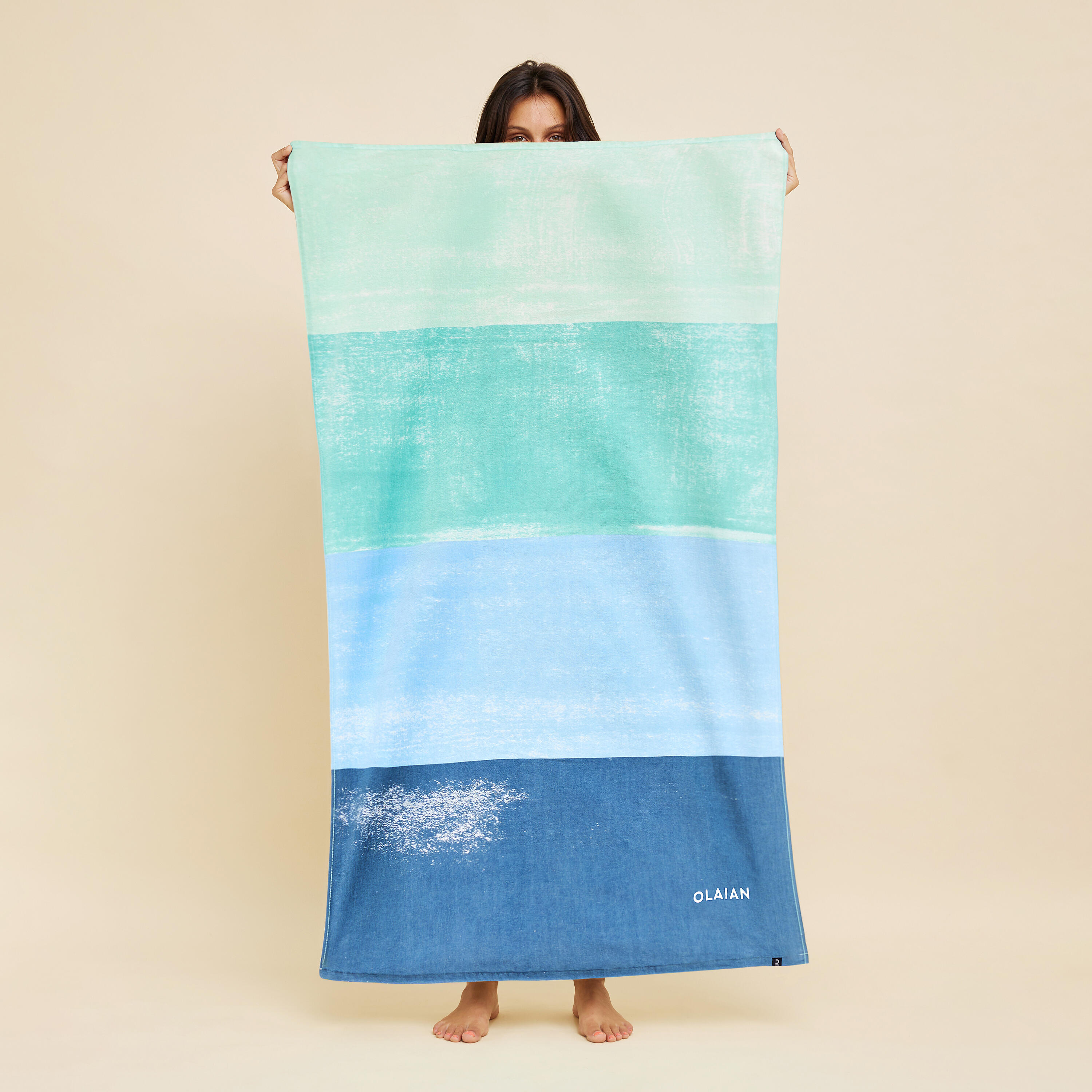 serviette de plage 145 x 85 cm - aqua bleu - olaian