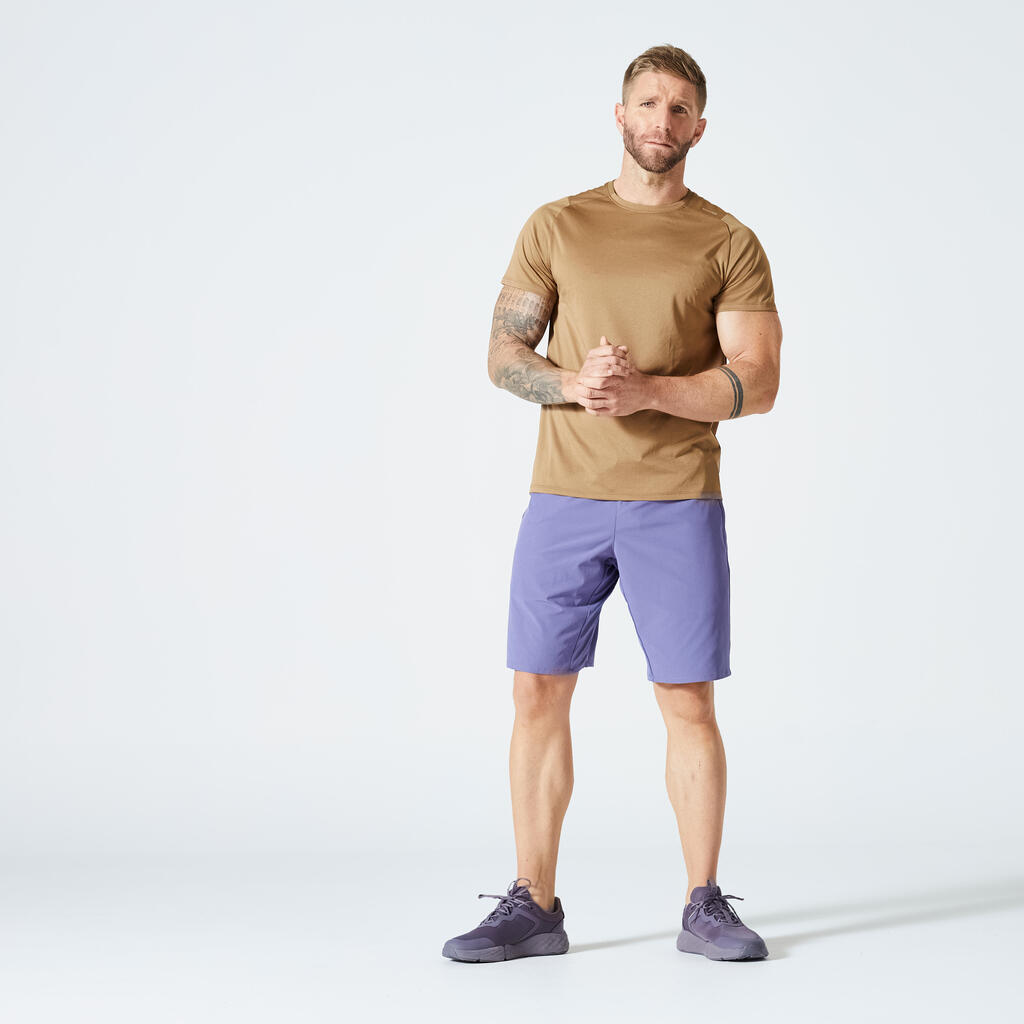 Men's Fitness Breathable Regular-Fit Crew Neck T-Shirt - Brown