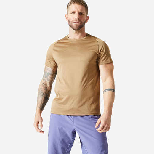 
      Men's Fitness Breathable Regular-Fit Crew Neck T-Shirt - Brown
  