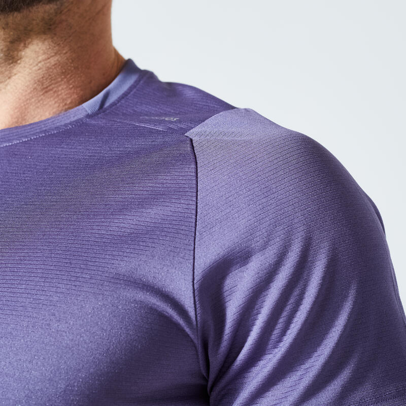 T-shirt de fitness respirant regular col rond homme - mauve