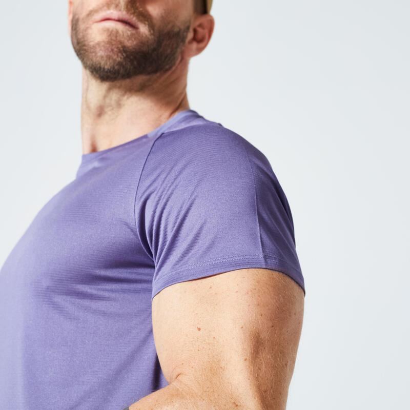 T-shirt de fitness respirant regular col rond homme - mauve