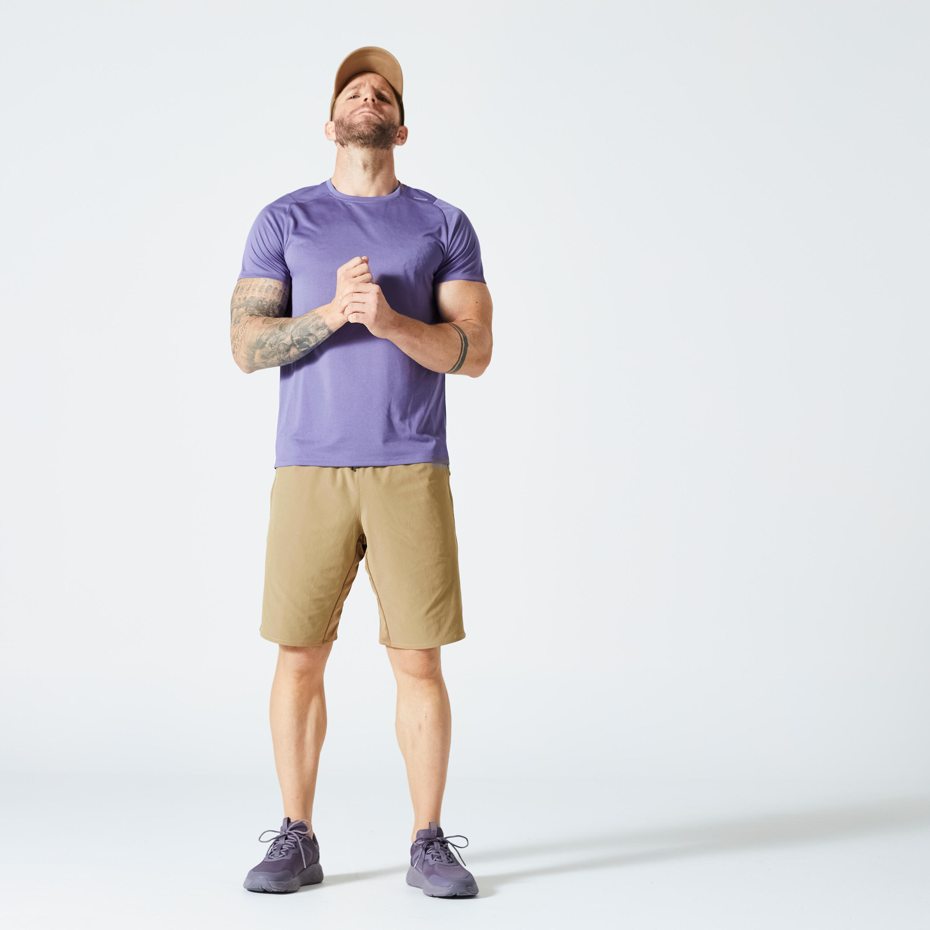 Men's Fitness Breathable Regular-Fit Crew Neck T-Shirt - Mauve 2/7