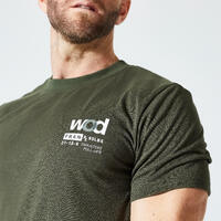 T-shirt de cross training respirant slim doux col rond homme - kaki