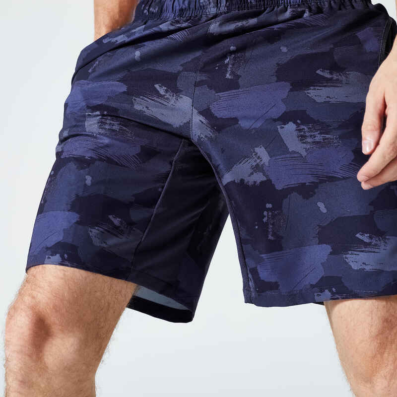 Men's Zip Pocket Breathable Essential Fitness Shorts - Blue Camo - Decathlon