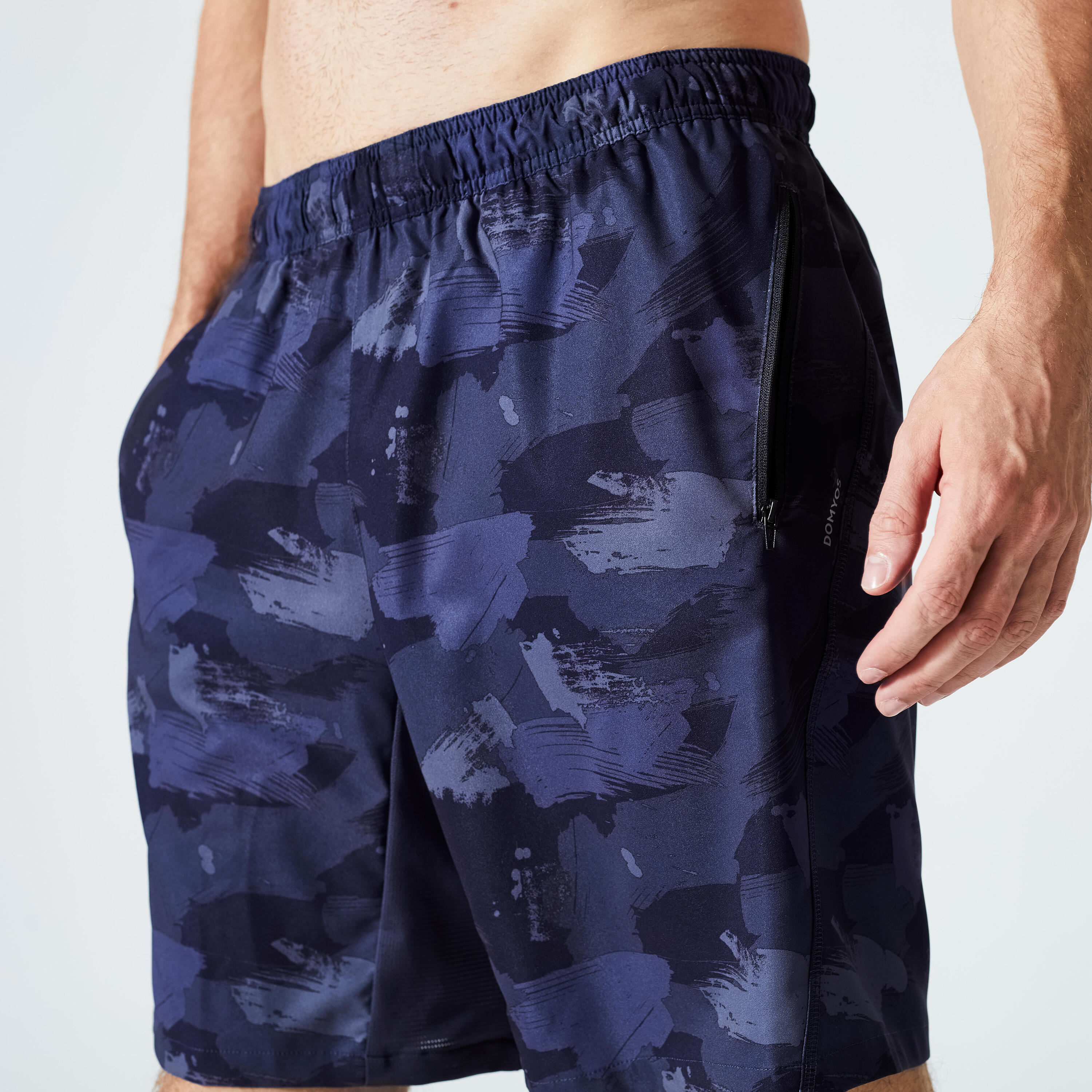 Men's Zip Pocket Breathable Essential Fitness Shorts - Blue Camo 3/6