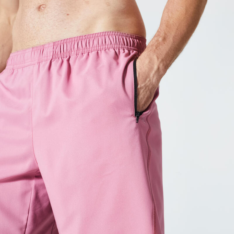 Short de fitness essentiel respirant poches zippés homme - rose