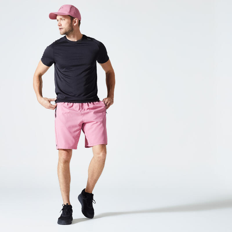 Short de fitness essentiel respirant poches zippés homme - rose