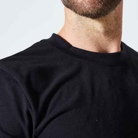 Ανδρικό απαλό διαπνέον T-Shirt με λαιμόκοψη για Cross Training - Μαύρο