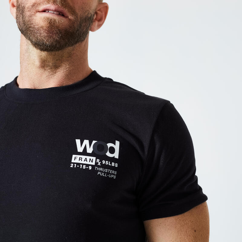 T-shirt de cross training respirant slim doux col rond homme - noir