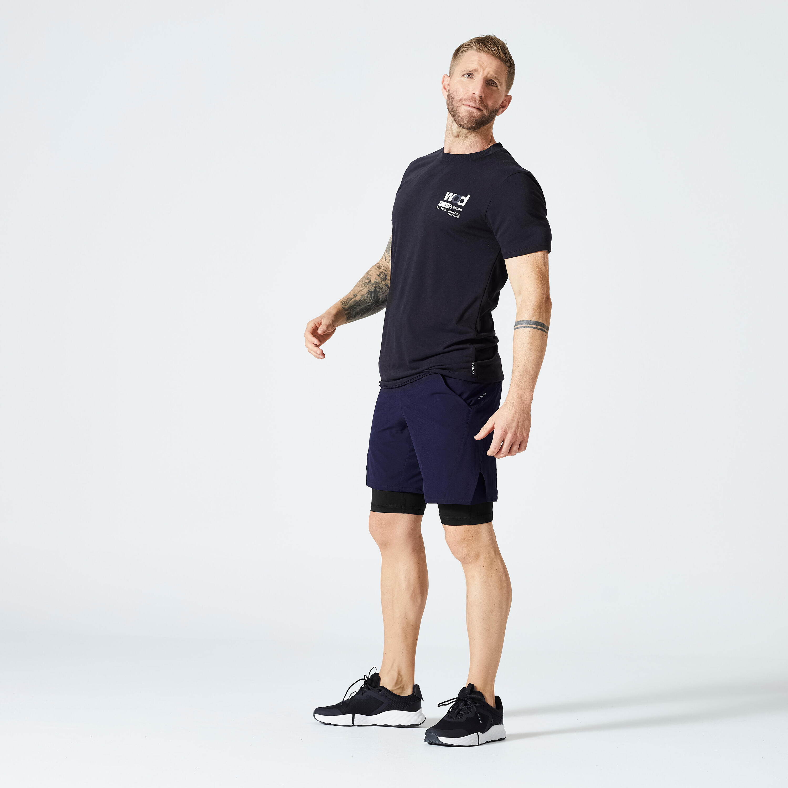 Men's Crew Neck Slim-Fit Soft Breathable Cross Training T-Shirt - Black 2/5