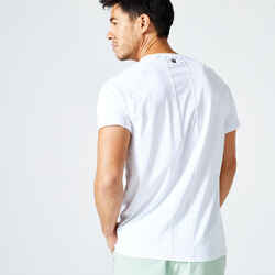 Ανδρικό διαπνέον T-Shirt γυμναστικής με λαιμόκοψη Essential - Λευκό