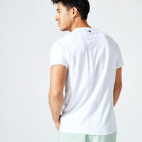 Majica kratkih rukava za fitnes FTS 120 s okruglim izrezom muška - bela