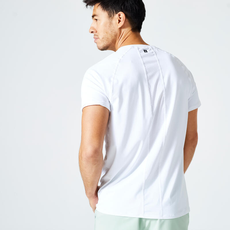 T-Shirt Respirável de Fitness Decote Redondo Homem Essential 120 Branco