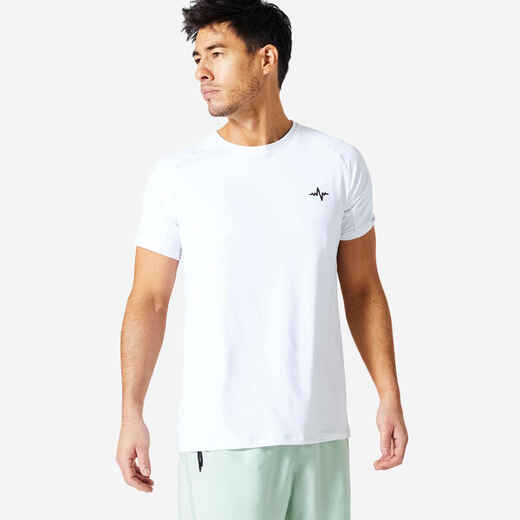 
      T-shirt de fitness essentiel respirant col rond homme - blanc
  