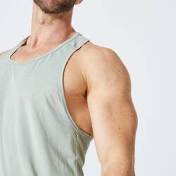 Men's Breathable Performance Weight Training Stringer Tank Top - Light Khaki