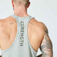 Men's Breathable Performance Weight Training Stringer Tank Top - Light Khaki