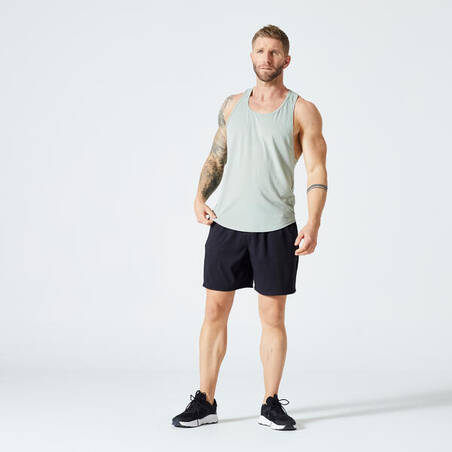 Men's Breathable Performance Weight Training Stringer Tank Top - Light Khaki