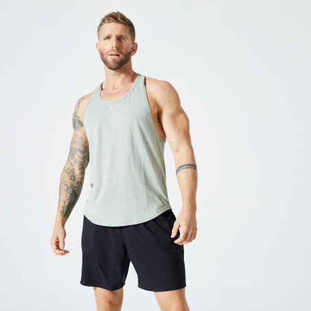 Majica bez rukava za bodybuilding muška kaki