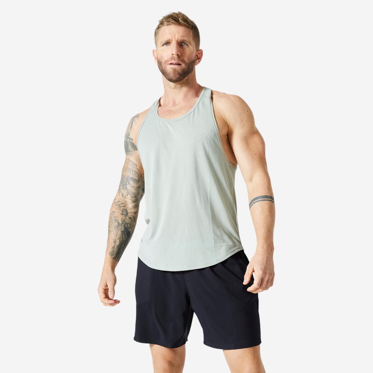 Débardeur stringer de musculation dos nageur homme, vert sauge