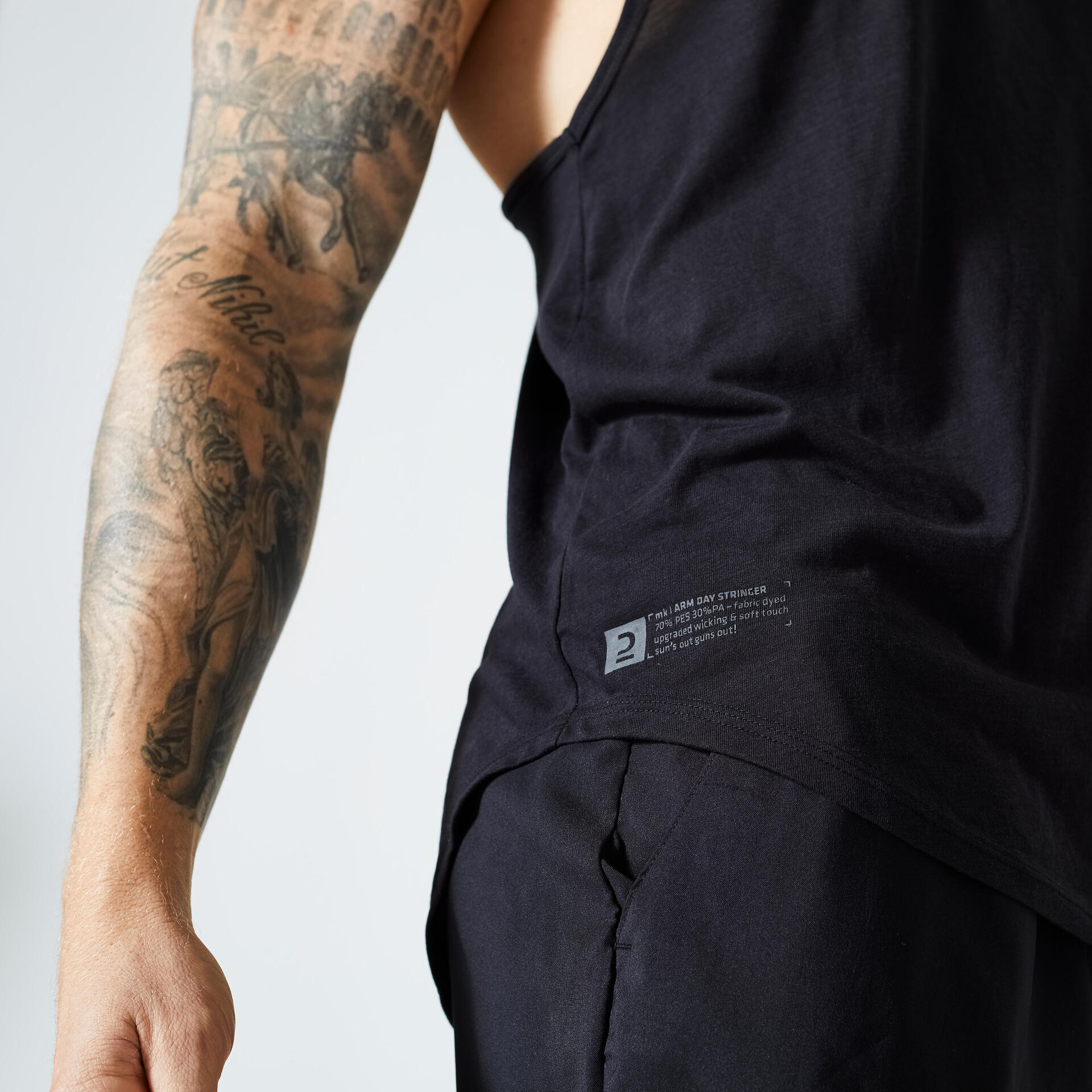 Men's Breathable Performance Weight Training Stringer Tank Top Black