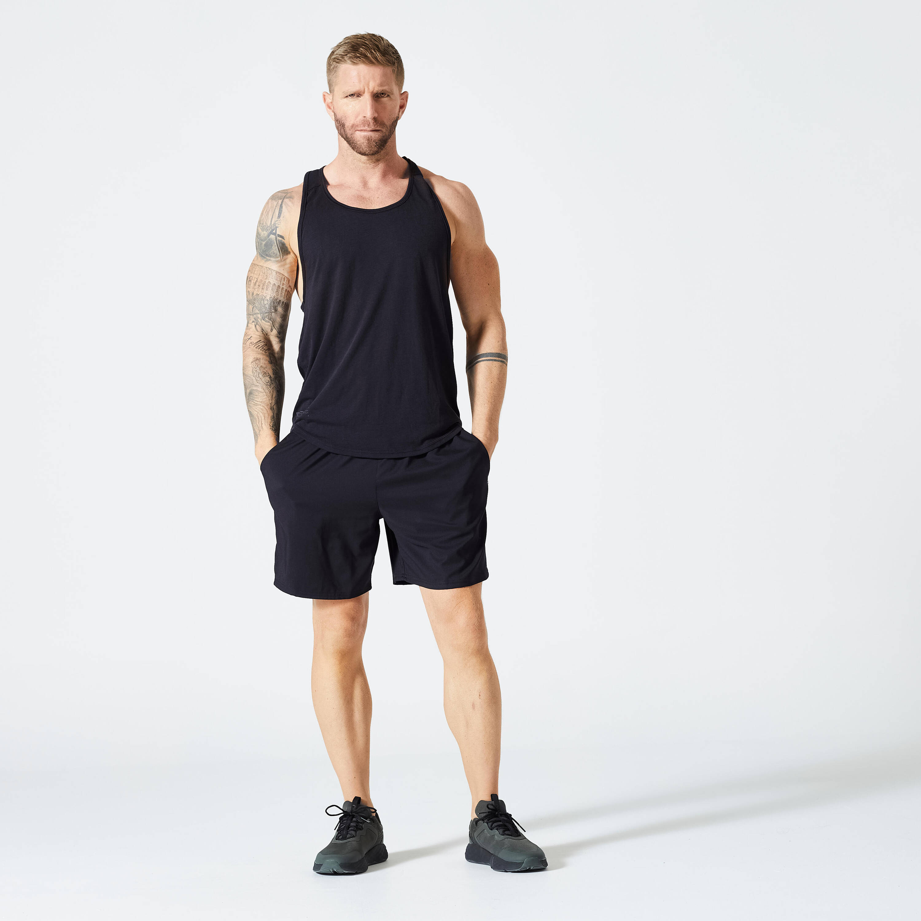 Men Gym Vest Stringer Tank Top - Black -  2