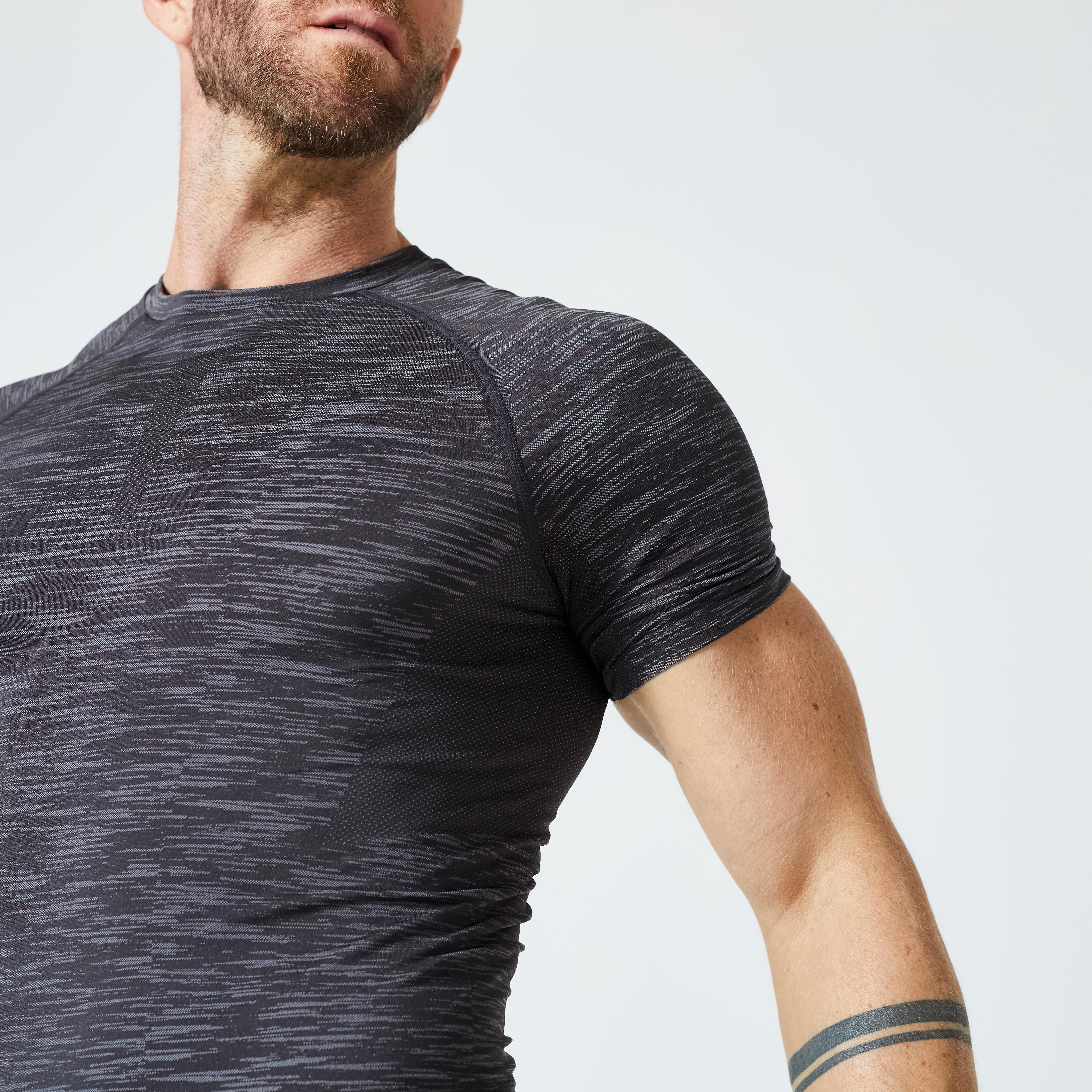 Men's short-sleeved breathable round-neck compression T-shirt - grey