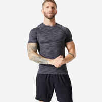 Men's Breathable Short-Sleeved Crew Neck Weight Training Compression T-Shirt - Grey