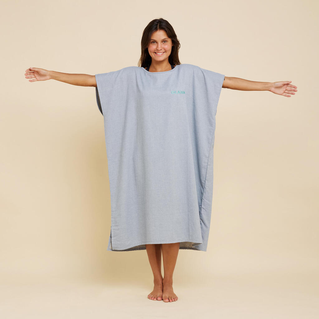 ADULT'S SURFING PONCHO 100 Mottled Grey