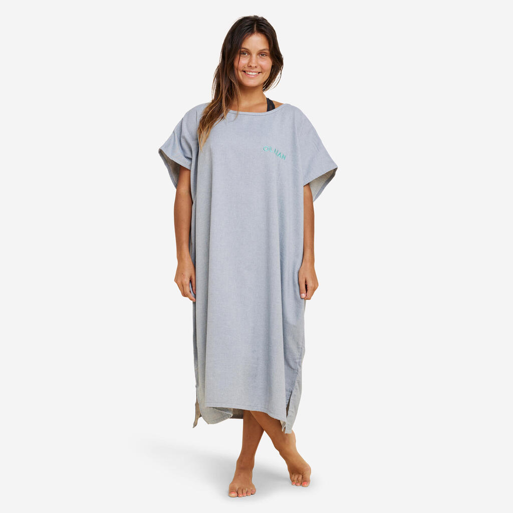 ADULT'S SURFING PONCHO 100 Mottled Grey