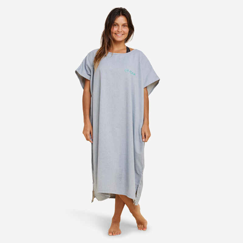 ADULT'S SURFING PONCHO 100 Mottled Grey