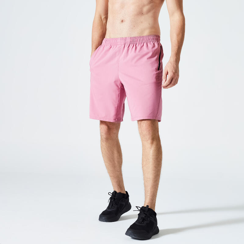 Short de fitness essentiel respirant poches zippés homme - rose