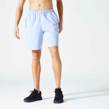 Shorts Herren Fitness Essential atmungsaktiv Reissverschlusstaschen - helllila