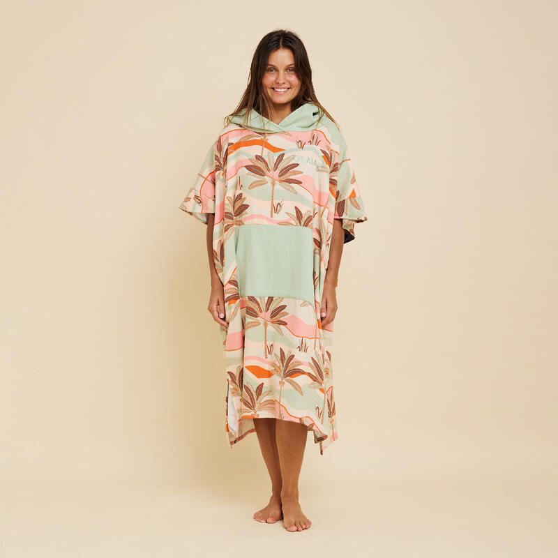 Surf-Poncho 500 Erwachsene Print Garden