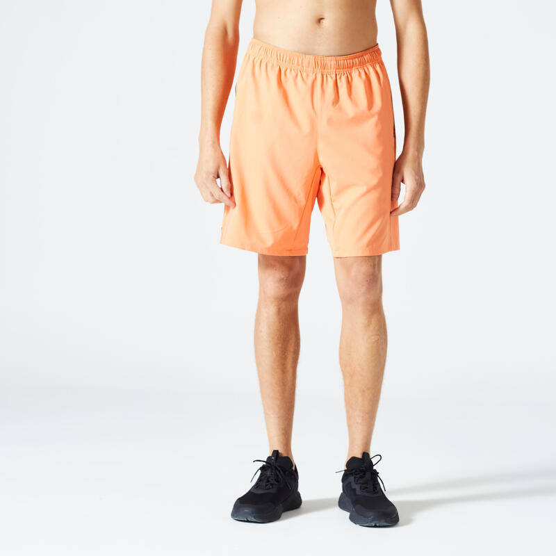 Pantaloncini uomo fitness 120 traspirante arancioni