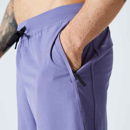 Pantalón Corto Fitness Collection Hombre Malva Transpirable Bolsillos Cremallera