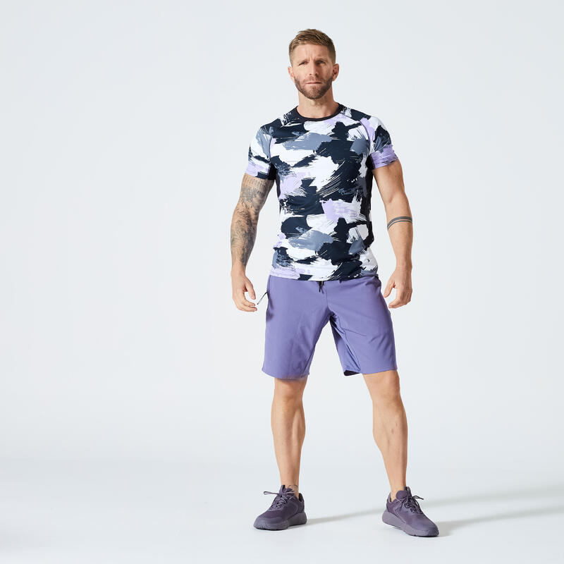 Short de fitness collection respirant poches zippées homme - mauve