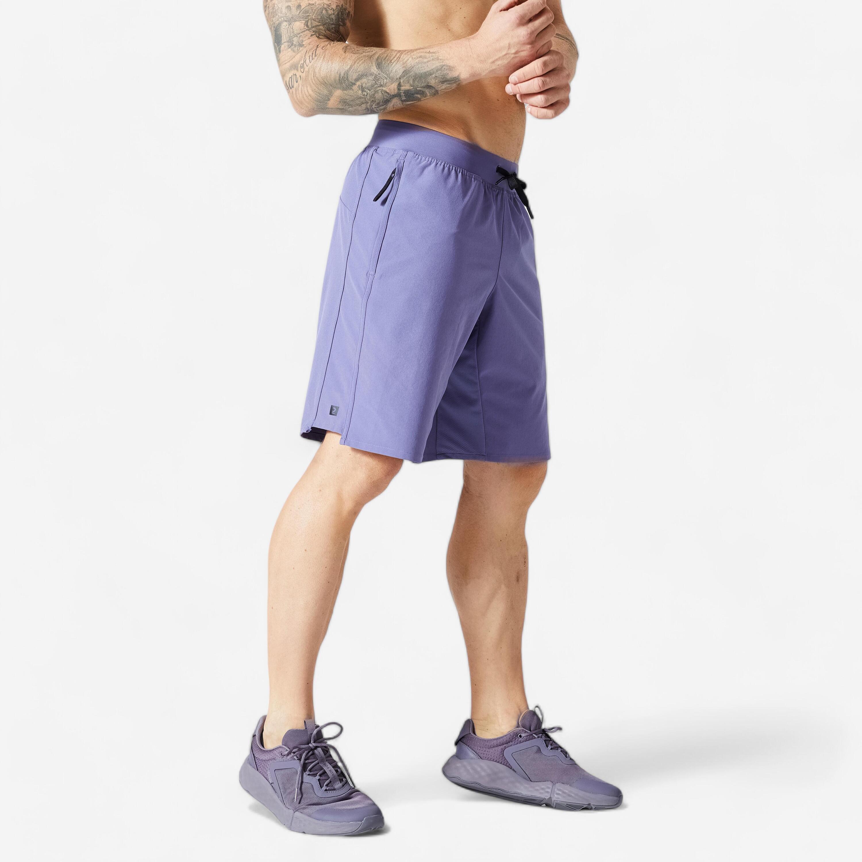 DOMYOS Pantalons Curts Fitness Collection Home Malva Transpirables Butxaques Cremallera