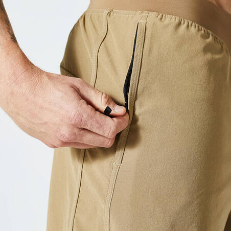 Men's Zip Pocket Breathable Fitness Shorts - Brown