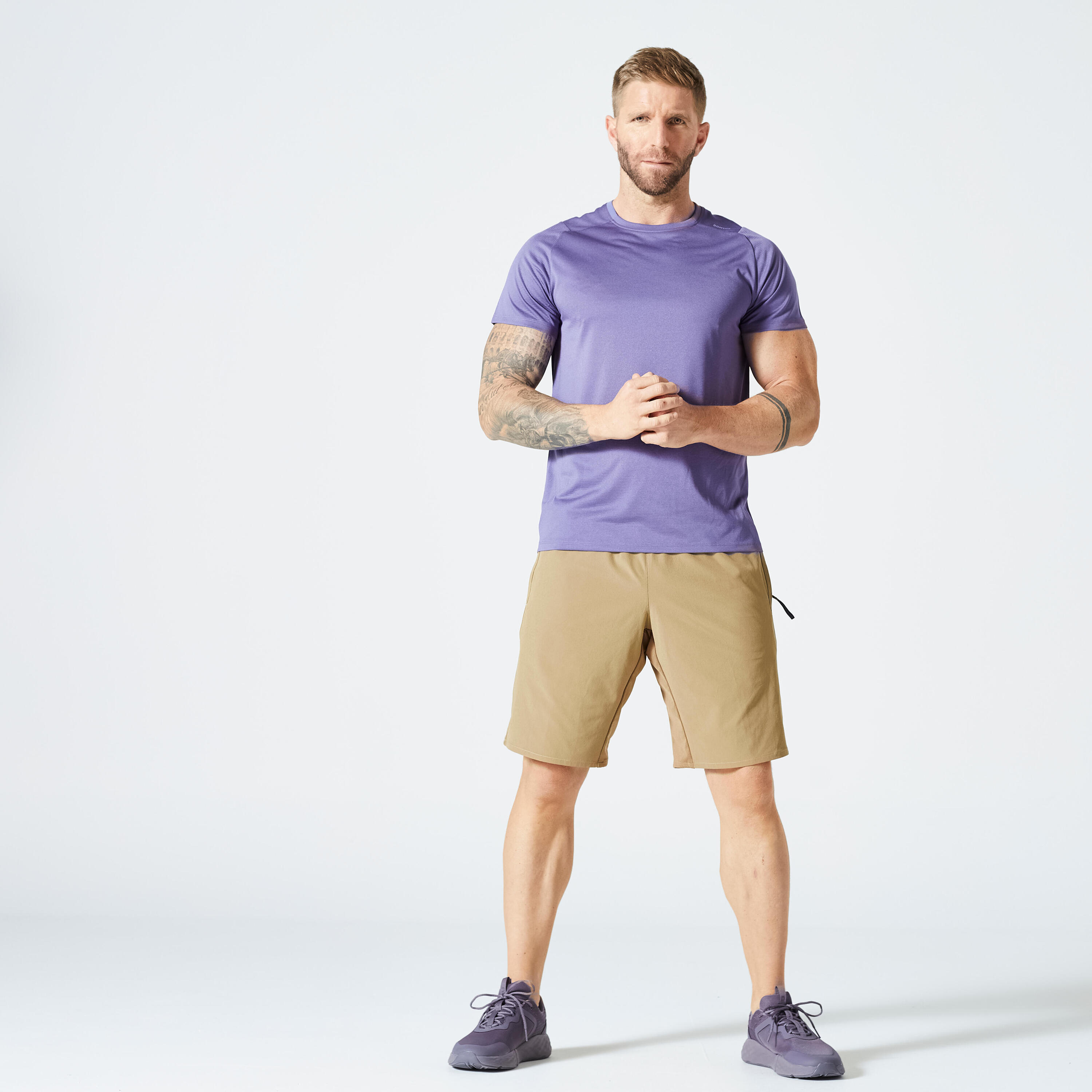 Men's Zip Pocket Breathable Fitness Shorts - Brown 2/5