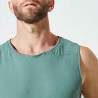 Camiseta Sin Mangas Fitness Collection Hombre Verde Transpirable Cuello Redondo