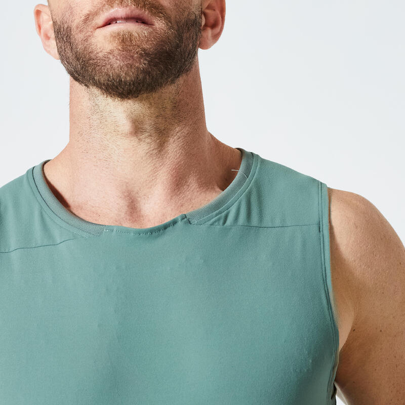 Débardeur de fitness collection respirant col rond homme - vert