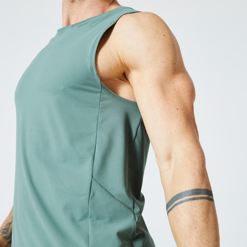 POLERA SIN MANGAS CARDIO HOMBRE 500 VERDE