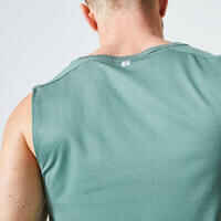 Camiseta Sin Mangas Fitness Collection Hombre Verde Transpirable Cuello Redondo