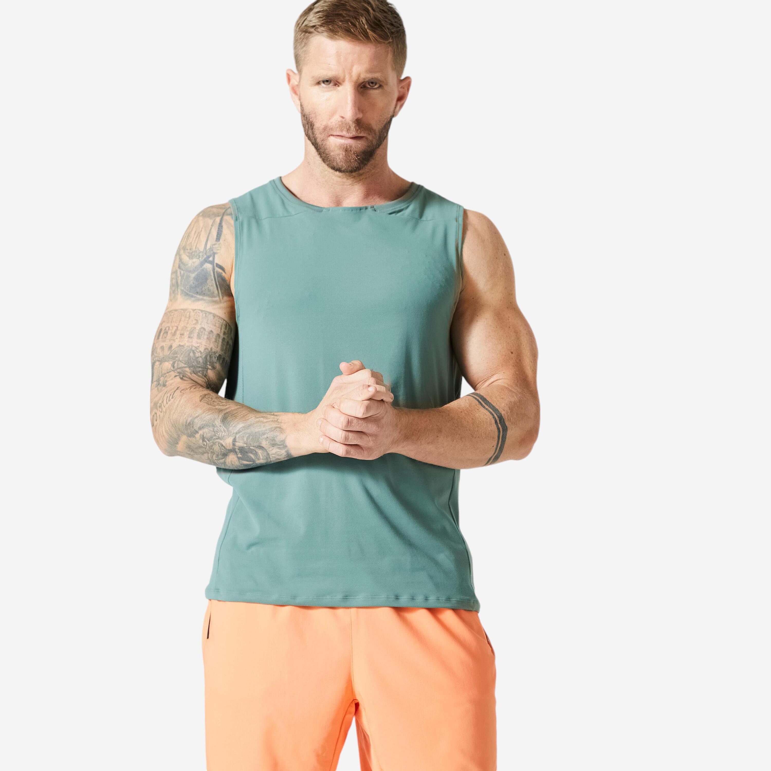 Men's Breathable Crew Neck Fitness Collection Tank Top - Green 1/5