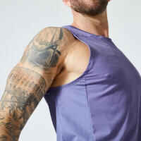 Camiseta Sin Mangas Fitness Collection Hombre Azul Transpirable Cuello Redondo