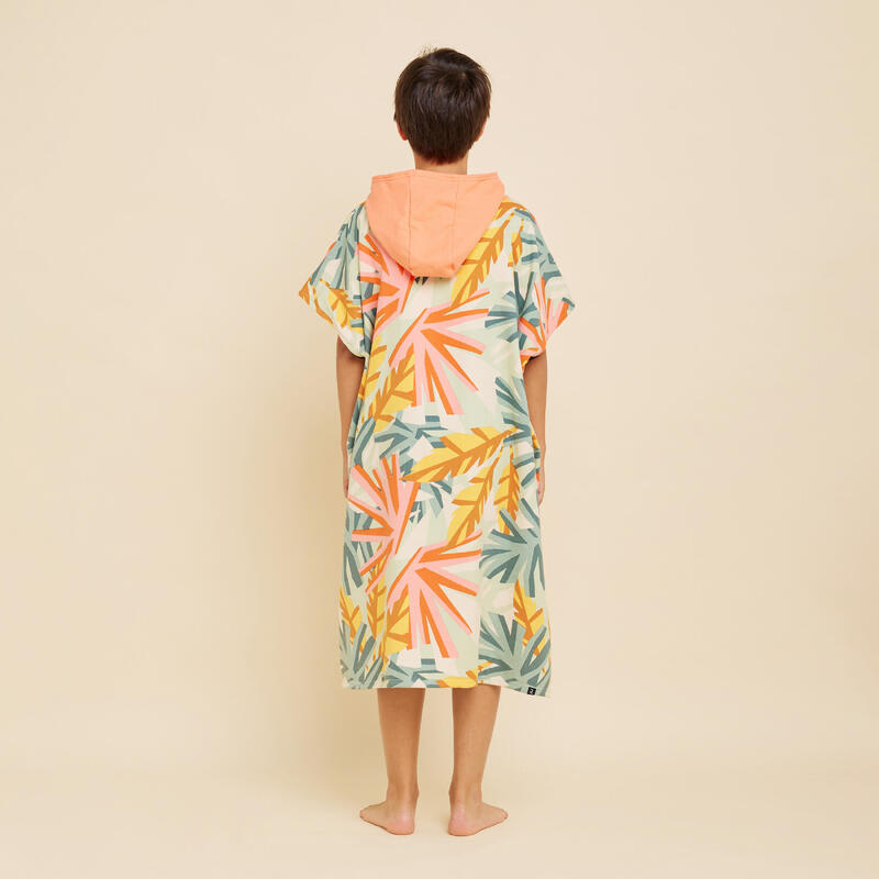 Poncho baie surf 135 - 160 cm - 550 Jungle Roz corail Copii