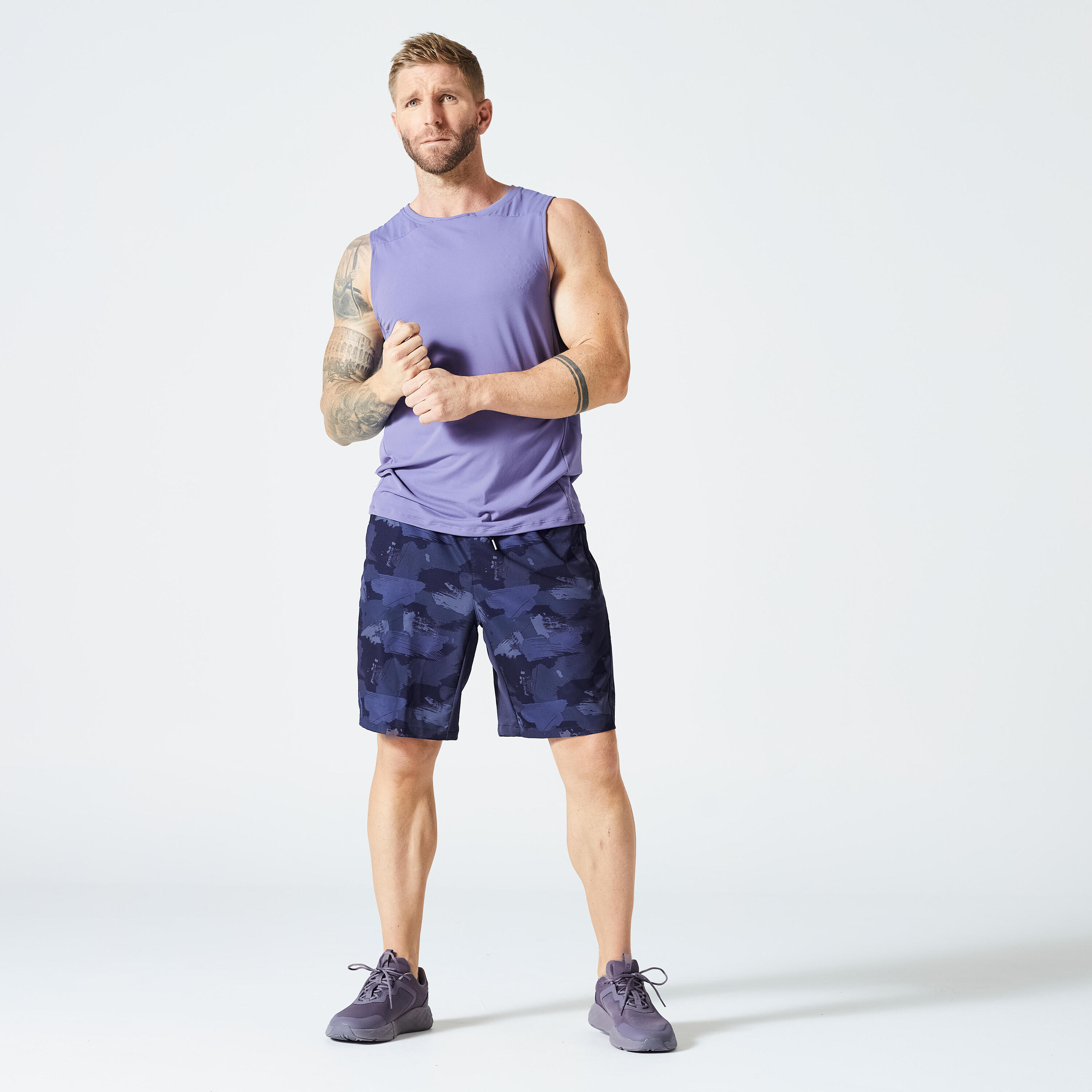 Men's Breathable Crew Neck Fitness Collection Tank Top - Blue 2/5