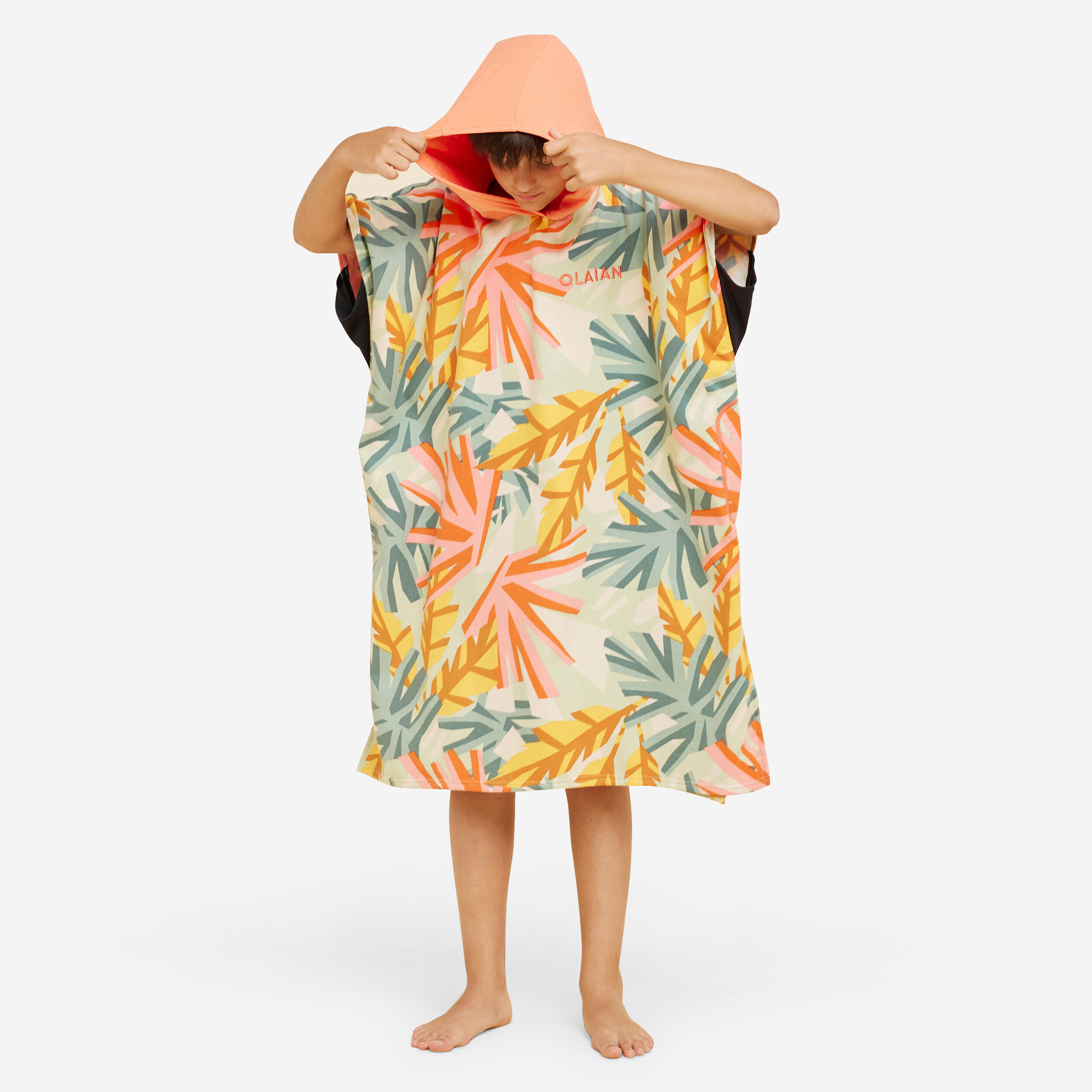 Children's surf poncho 135 to 160 cm - 550 Jungle