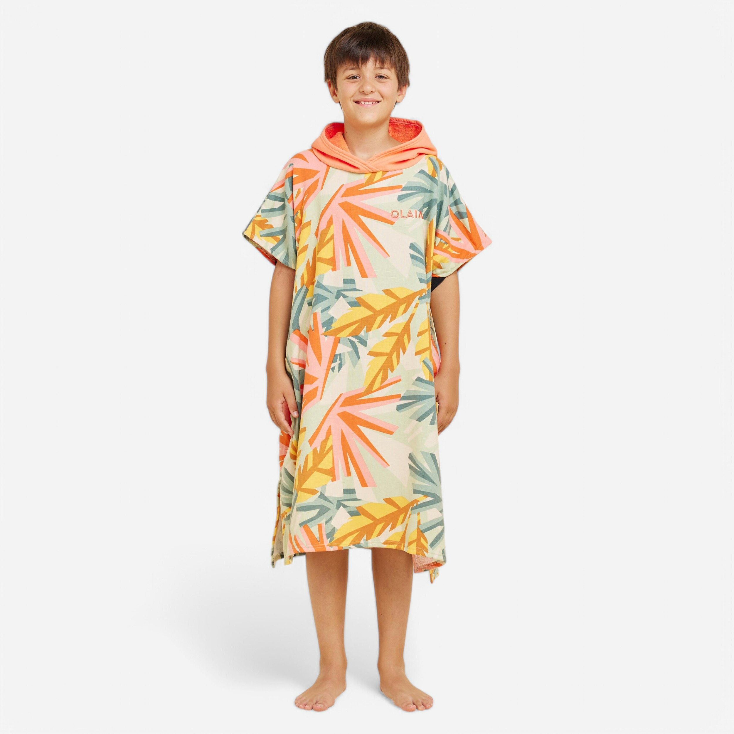 Poncho surf enfant de 135 à 160 cm - 550 jungle rose corail - Sports de glisse - OLAIAN- Clubs - Entreprises - Collectivités - Associations