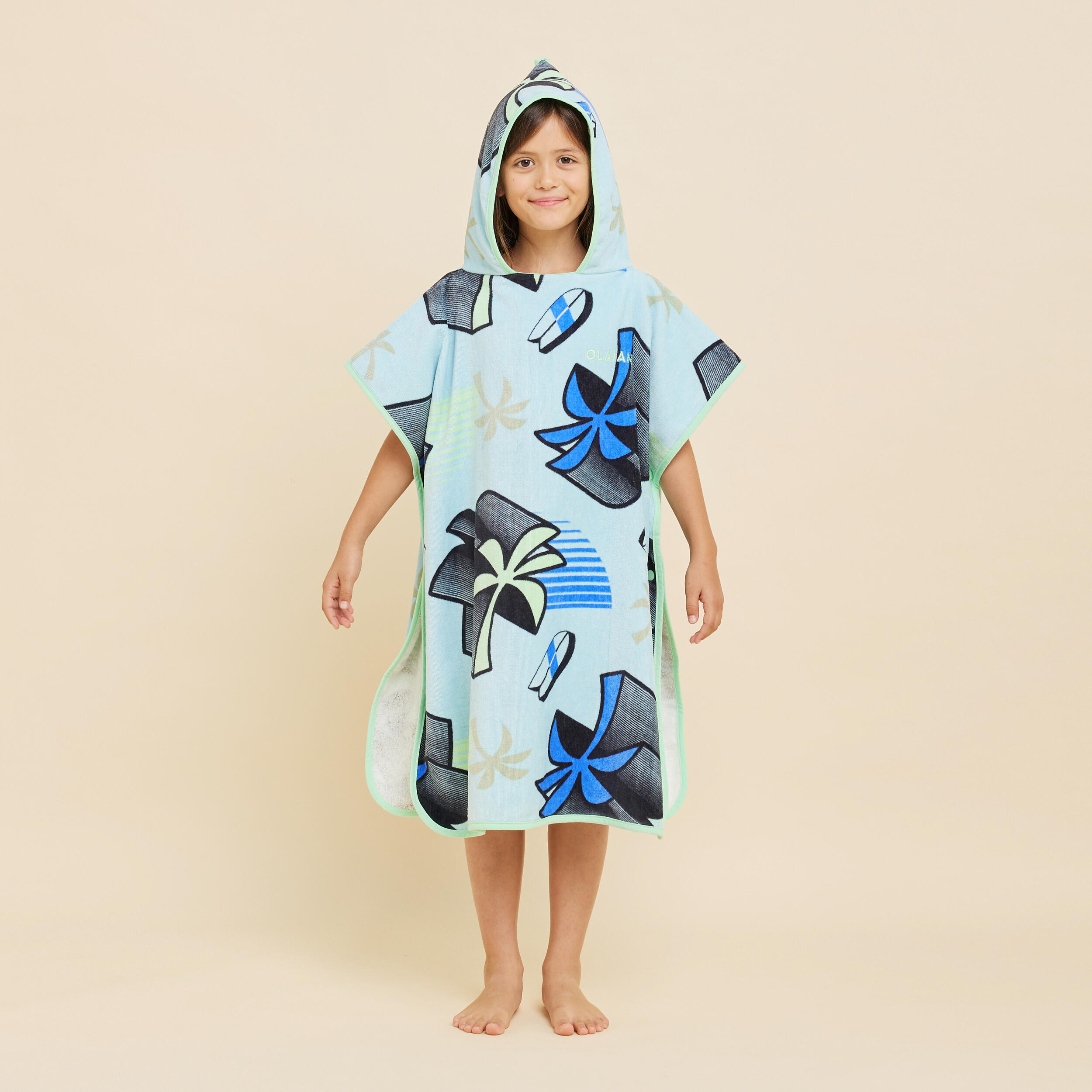 Poncho surf enfant 110 à 135 cm - 500 miamiii bleu 4/11